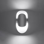 Applique Tear acier blanc allumée, lumière diffusée vers le haut et le bas