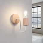 Applique Timbo bois et métal blanche E27 allumé