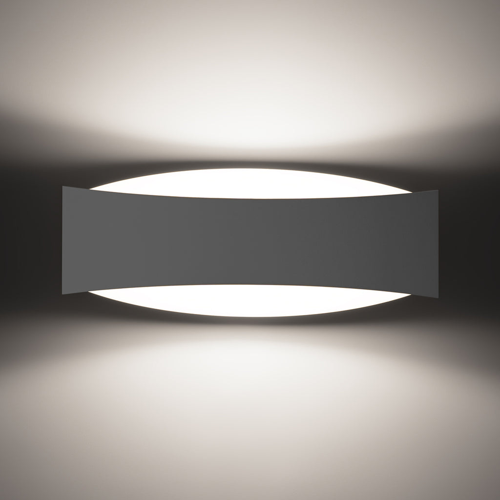 Applique Toni acier blanc G9 allumée, double halo vers le haut et le bas