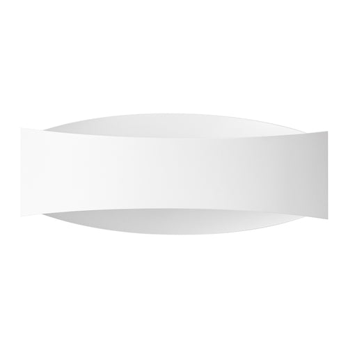 Applique Toni acier blanc G9, ruban d'acier cintré, lumière indirecte vers le haut et le bas