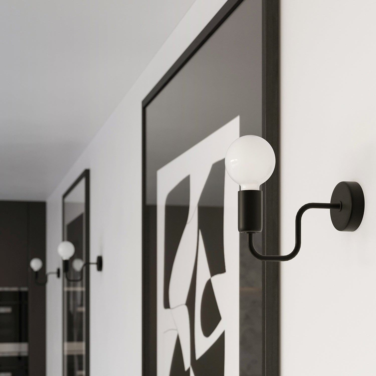 Applique Vector métal noire E27 en situation dans un intérieur