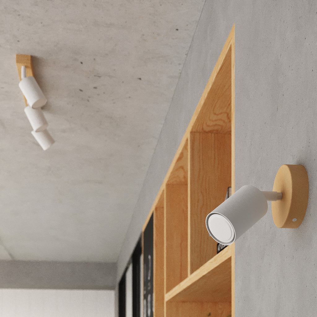 Applique Verdo bois et acier blanc GU10 en ambiance