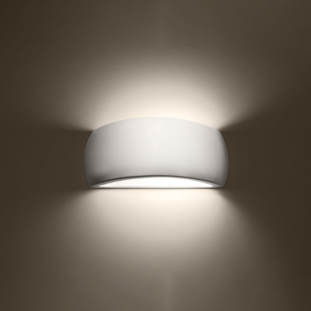 Applique Pontius céramique blanche brillante allumée, lumière diffusée vers le haut et le bas