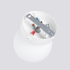 Applique Yoli 1 boule opale acier blanche G9, gros plan allumé