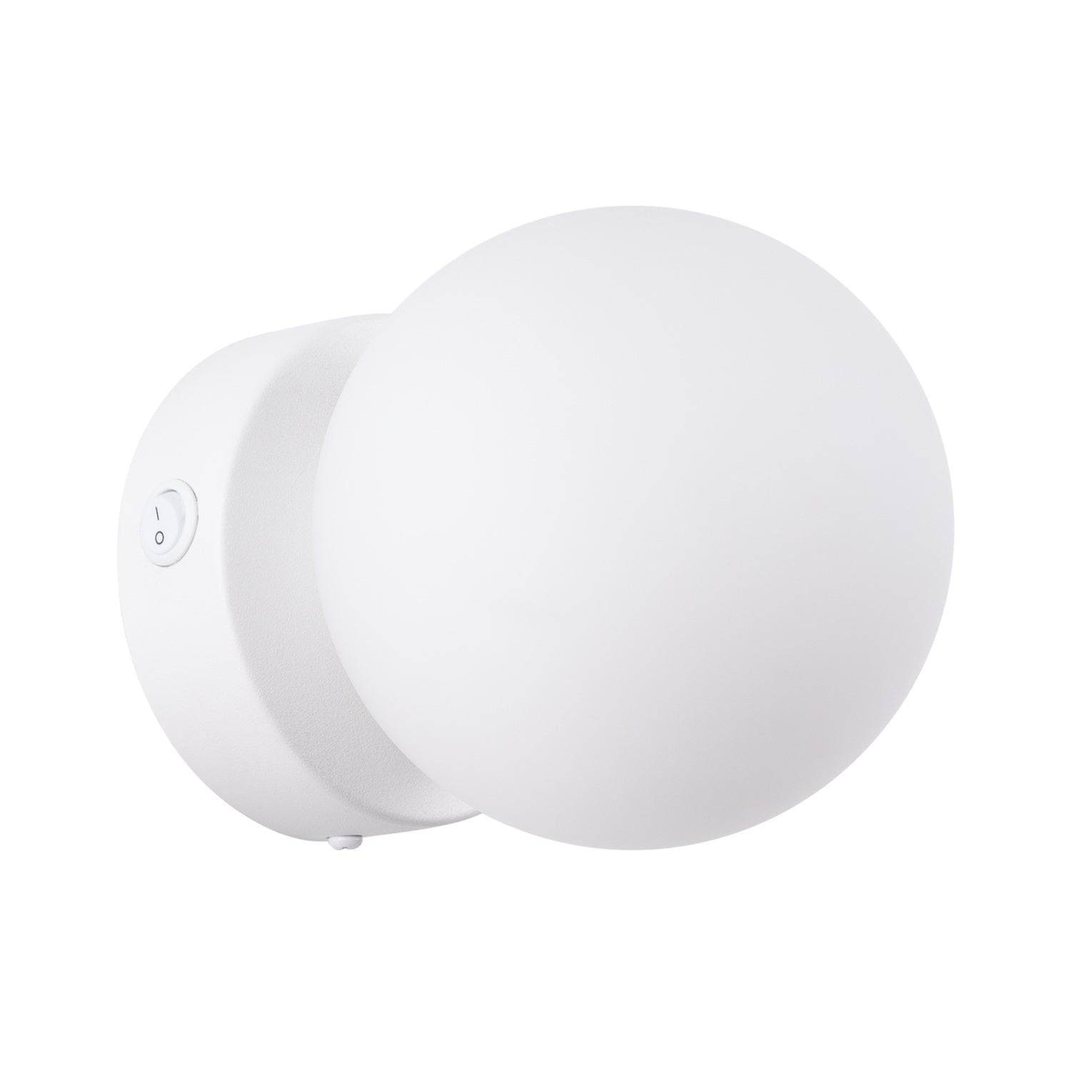 Applique Yoli 1 boule opale acier blanche G9, boule de verre opale sur embase acier