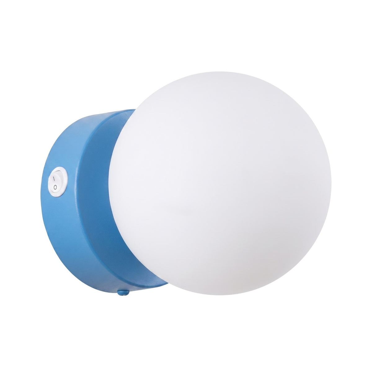 Applique Yoli 1 boule opale acier G9, finition laque bleu azur