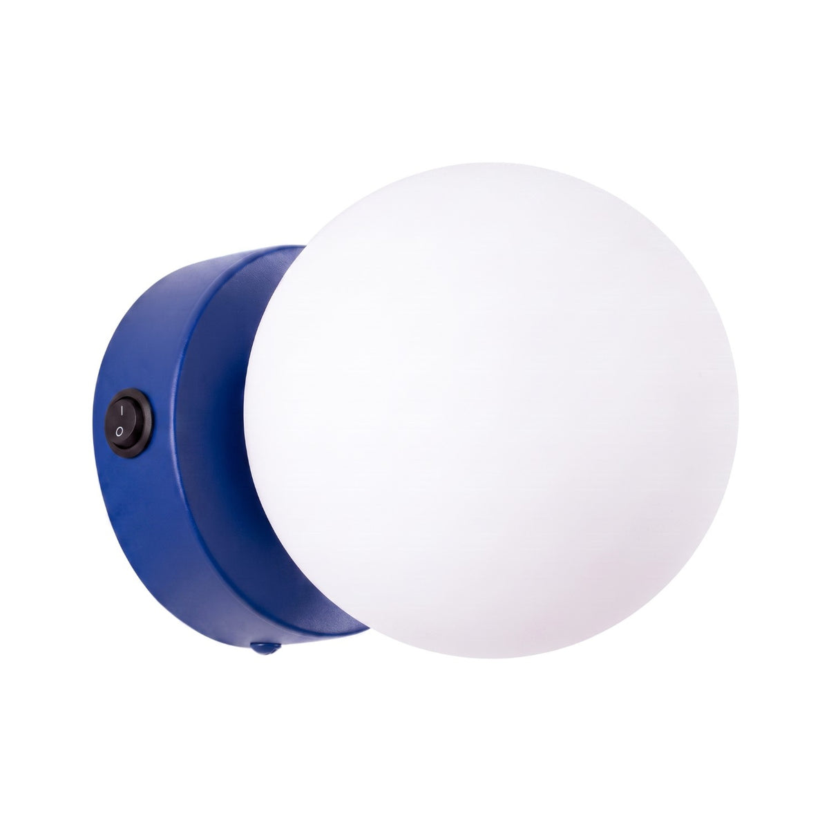 Applique Yoli 1 boule opale acier G9, finition laque bleu outremer