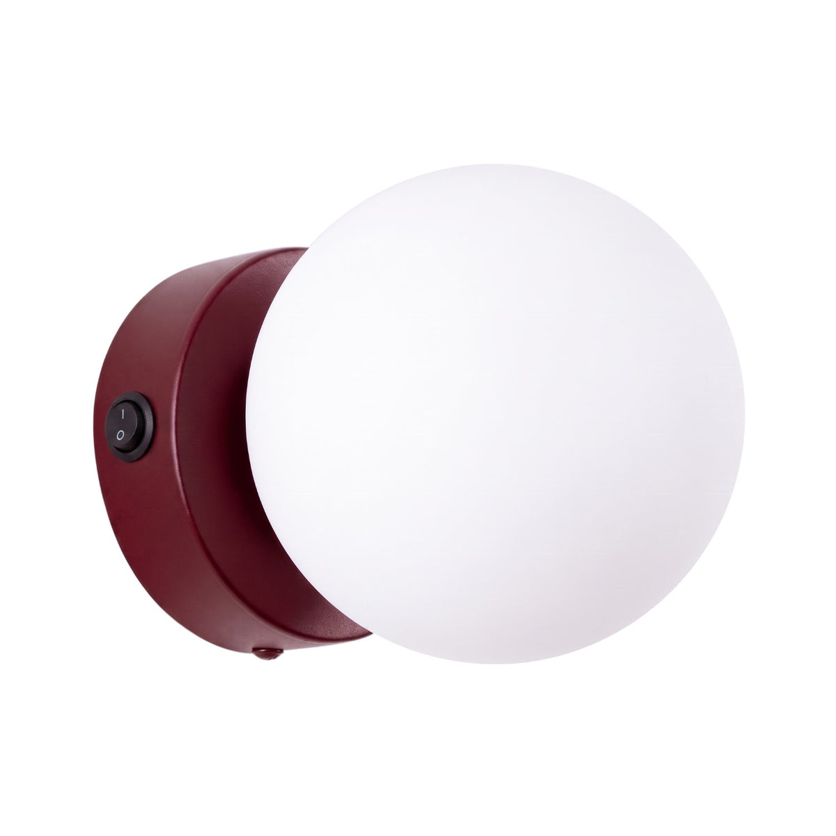 Applique Yoli 1 boule opale acier G9, finition laque bordeaux