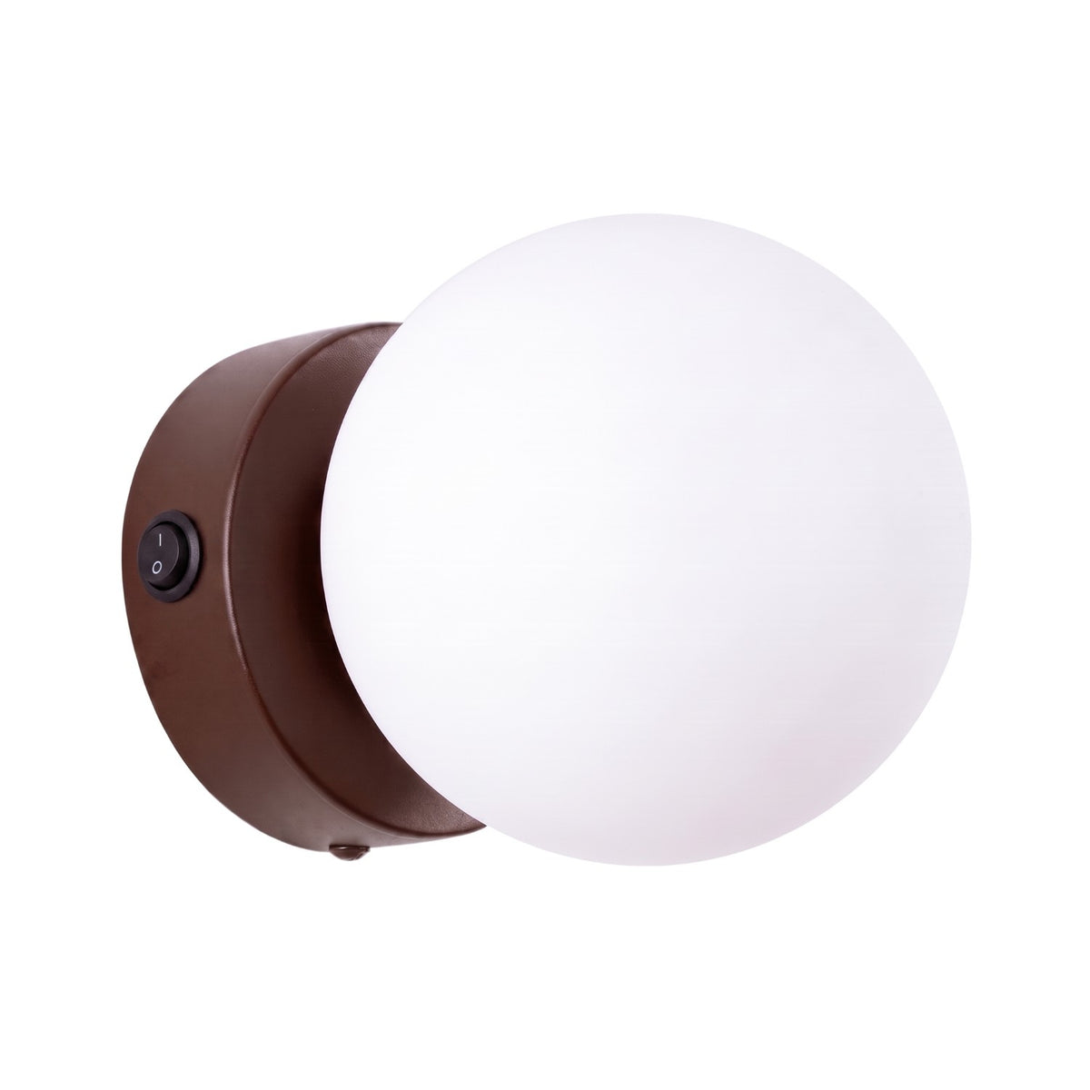 Applique Yoli 1 boule opale acier G9, finition laque brune