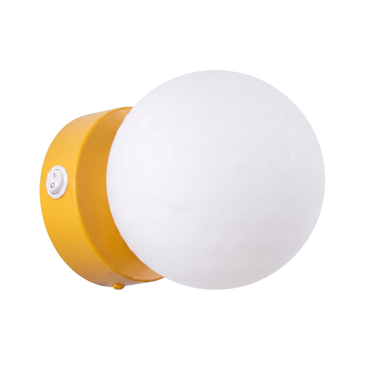 Applique Yoli 1 boule opale acier G9, finition laque jaune
