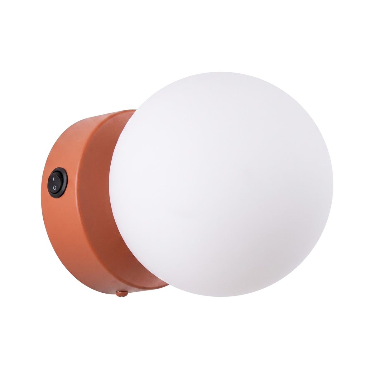 Applique Yoli 1 boule opale acier G9, finition laque rouge ocre