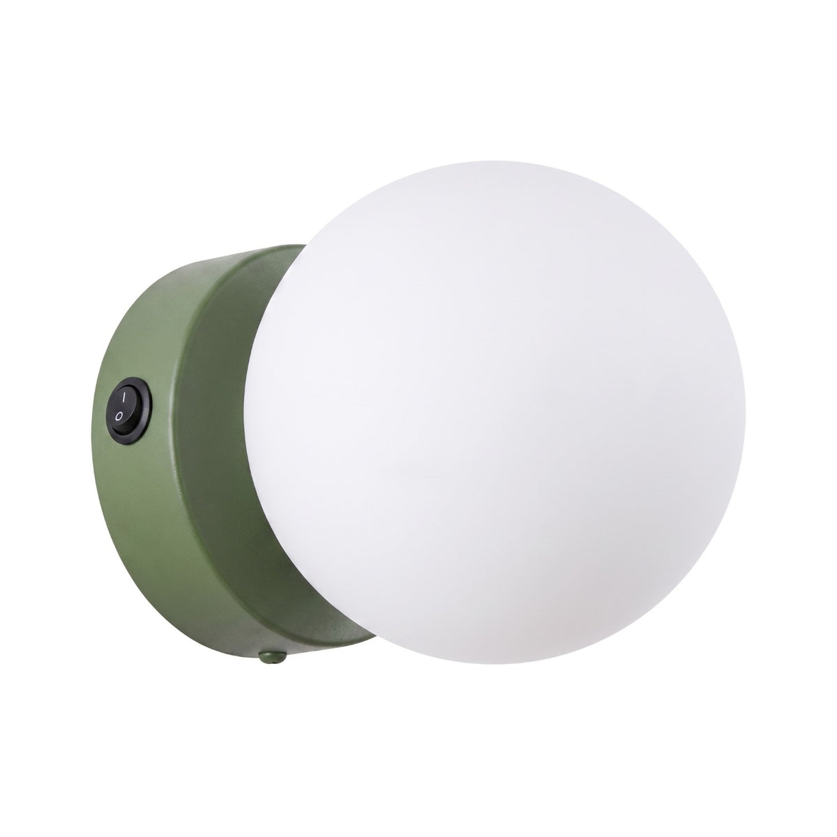 Applique Yoli 1 boule opale acier G9, finition laque vert olive