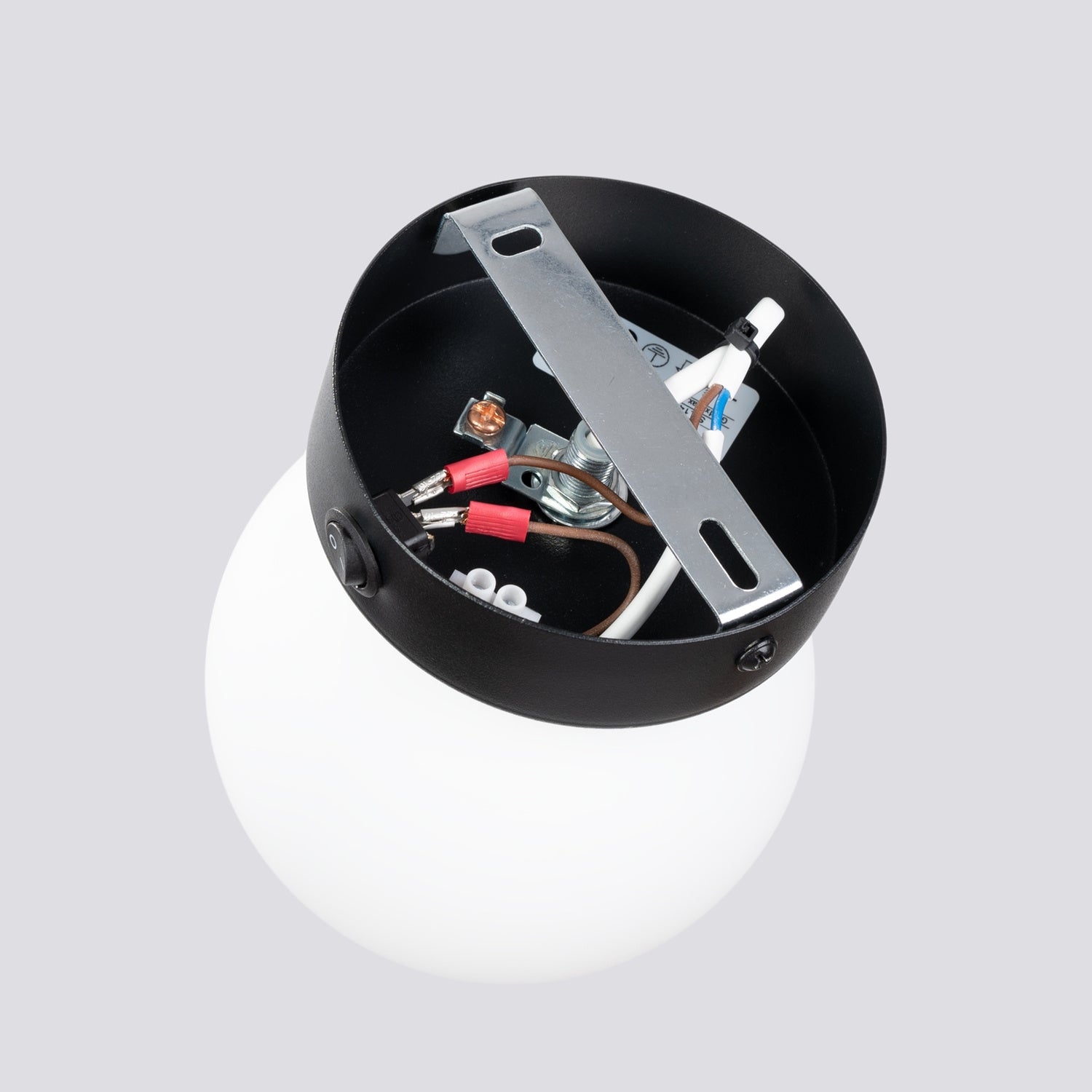 Applique Yoli 1 boule opale acier noire G9, détail