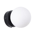 Applique Yoli 1 boule opale acier noire G9, boule de verre opale sur embase acier