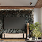 Applique Zuca bois et acier noir E27, ambiance atelier