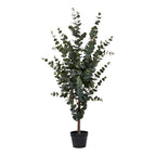 Arbre artificiel eucalyptus vert de 120 cm dans son pot noir