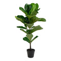 Arbre artificiel Ficus Lyrata vert 100 cm pot noir fond blanc