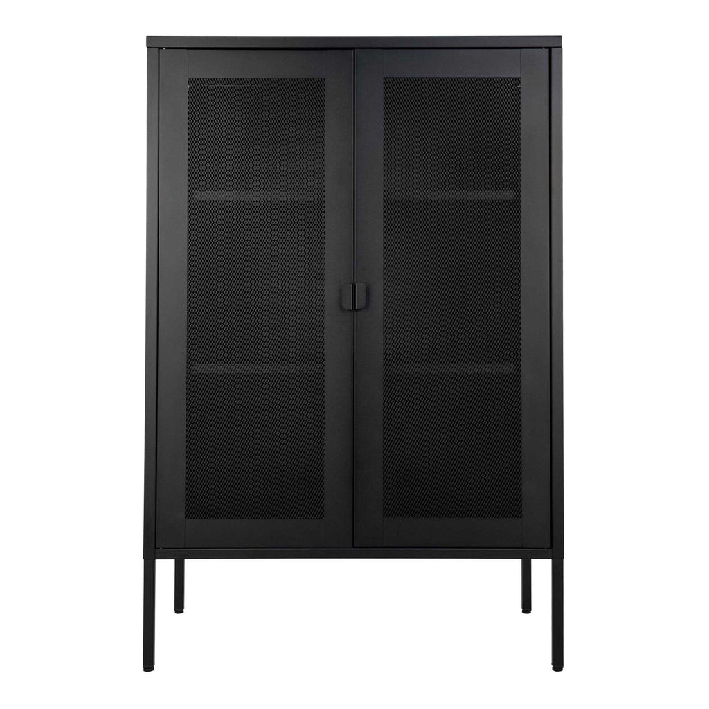 Armoire Melbourne acier noir 2 portes grillage 80x120 cm vue de face