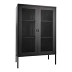 Armoire Melbourne acier noir portes grillage métal vue trois quarts