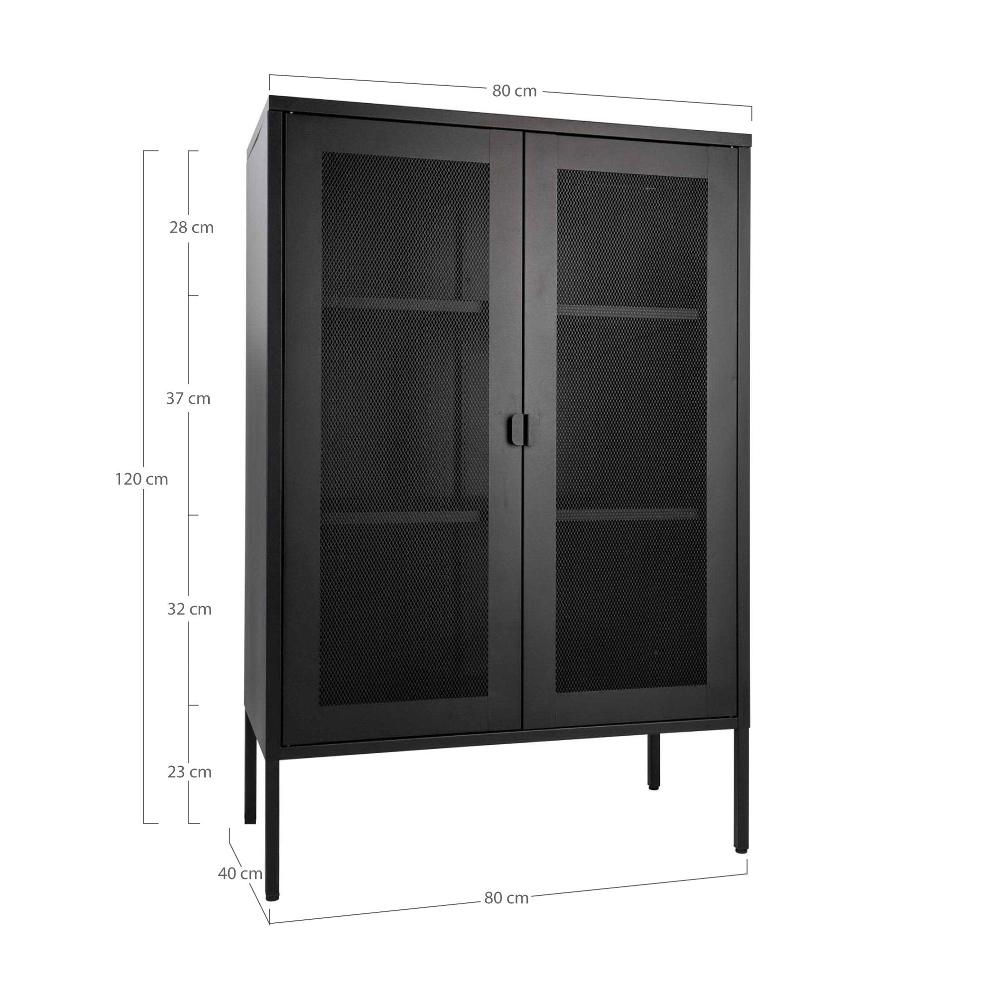 Armoire Melbourne acier noir dimensions 80x40x120 cm schéma cotation