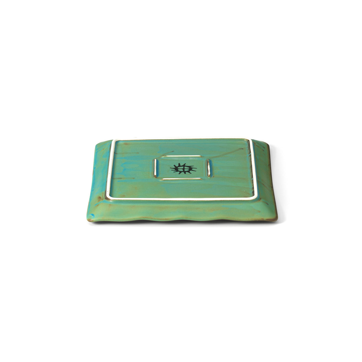Assiette carrée Lagoon en grès vert 20 cm, vue 3