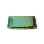 Assiette carrée Lagoon en grès vert 20 cm, vue 4