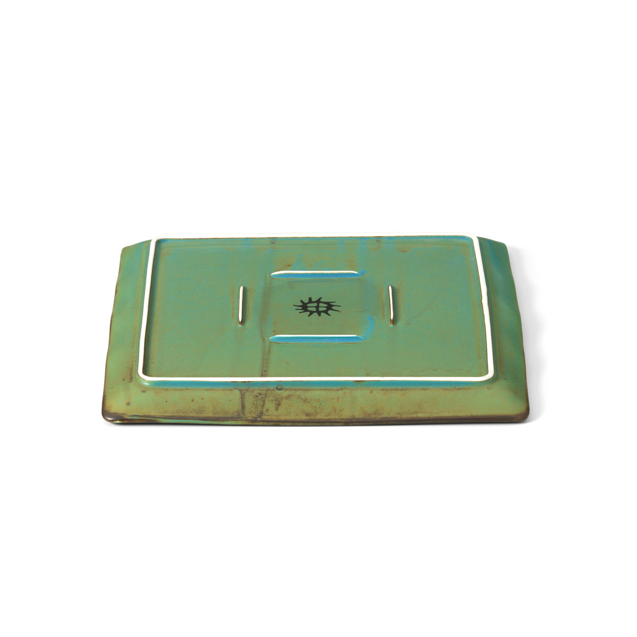 Assiette carrée Lagoon en grès vert 25 cm, vue 3