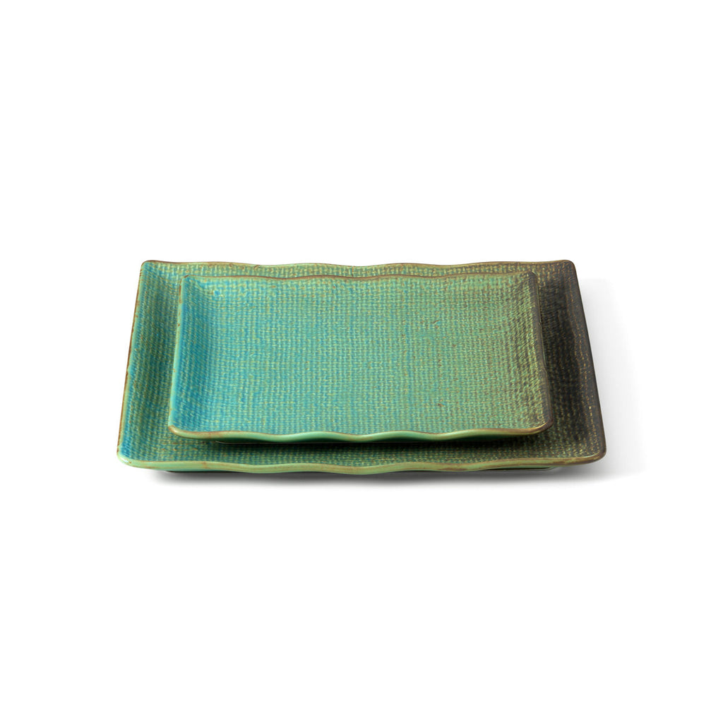 Assiette carrée Lagoon en grès vert 25 cm, vue 4