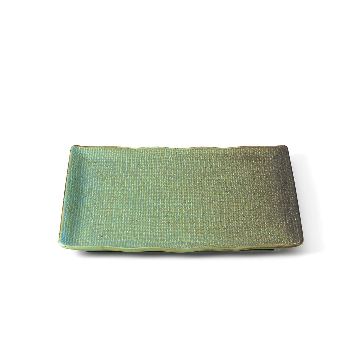 Assiette carrée Lagoon en grès vert 25 cm