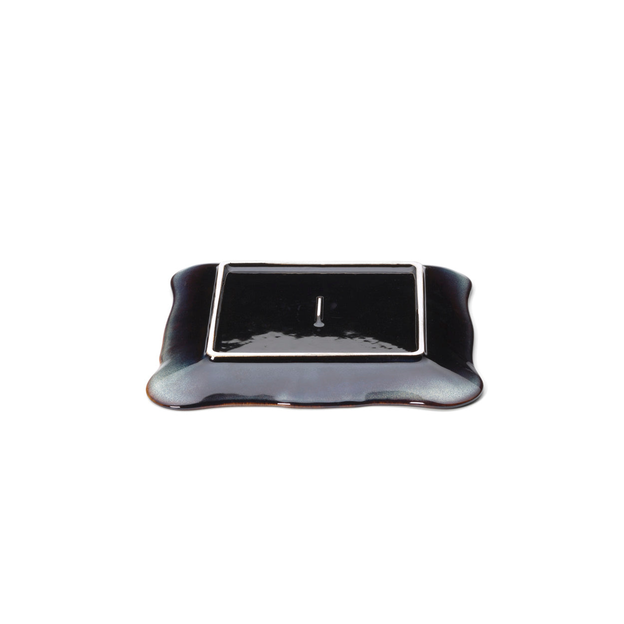 Assiette carrée Lotus Ice en grès émaillé 21 cm, vue 3