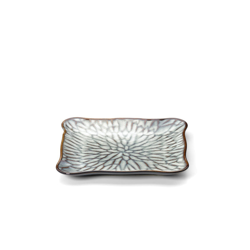 Dimensions Assiette carrée Lotus Ice en grès émaillé 21 cm