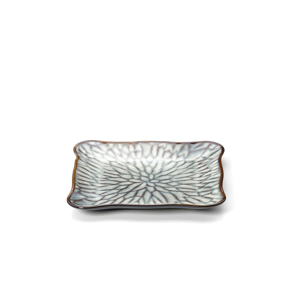 Assiette carrée Lotus Ice en grès émaillé 21 cm