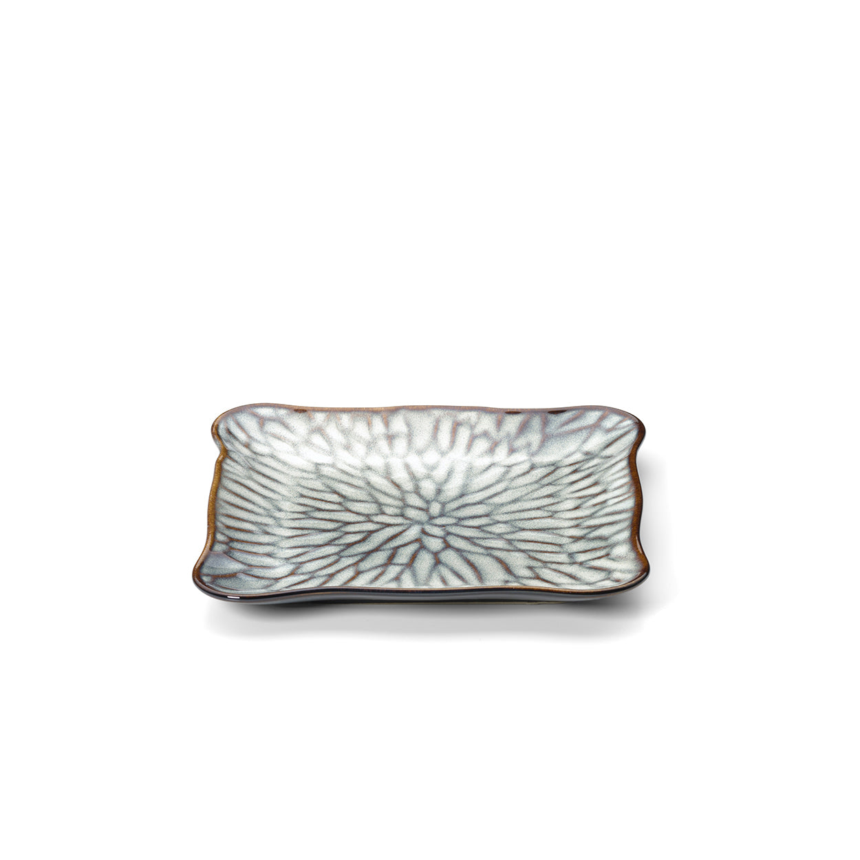 Assiette carrée Lotus Ice en grès émaillé 21 cm