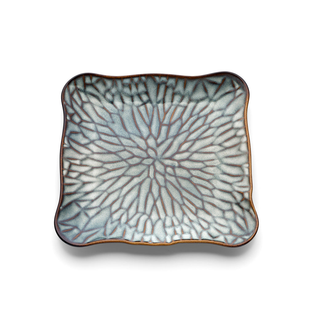 Assiette carrée Lotus Ice en grès émaillé 25 cm, vue 3