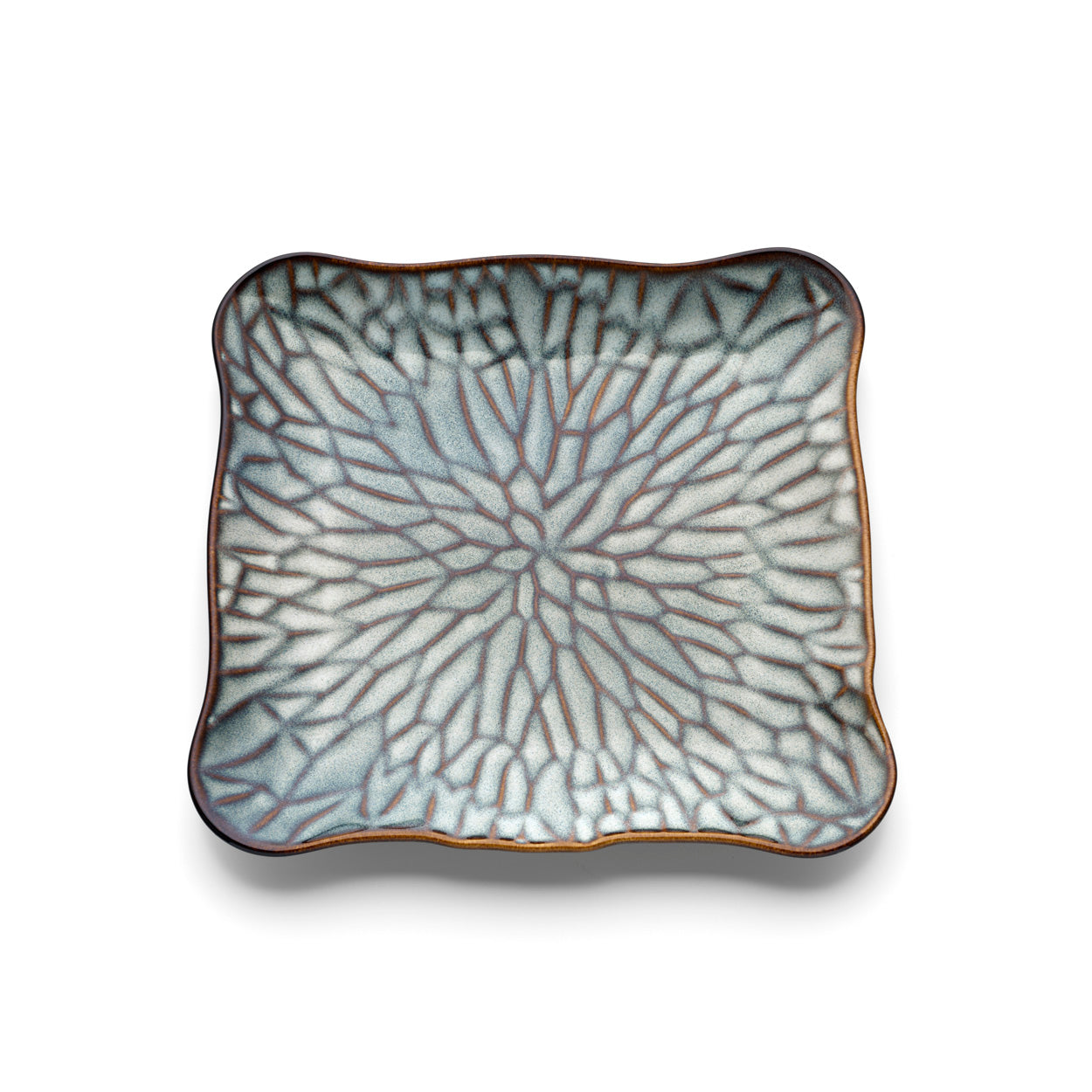 Assiette carrée Lotus Ice en grès émaillé 25 cm, vue 3