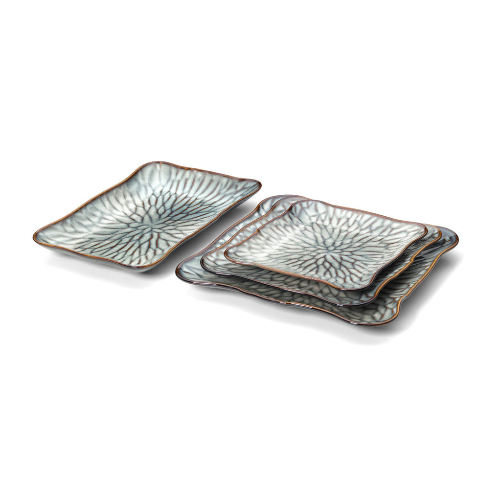 Assiette carrée Lotus Ice en grès émaillé 25 cm, vue 6