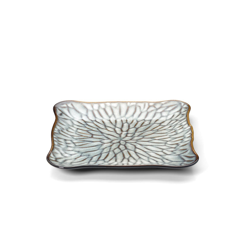 Dimensions Assiette carrée Lotus Ice en grès émaillé 25 cm