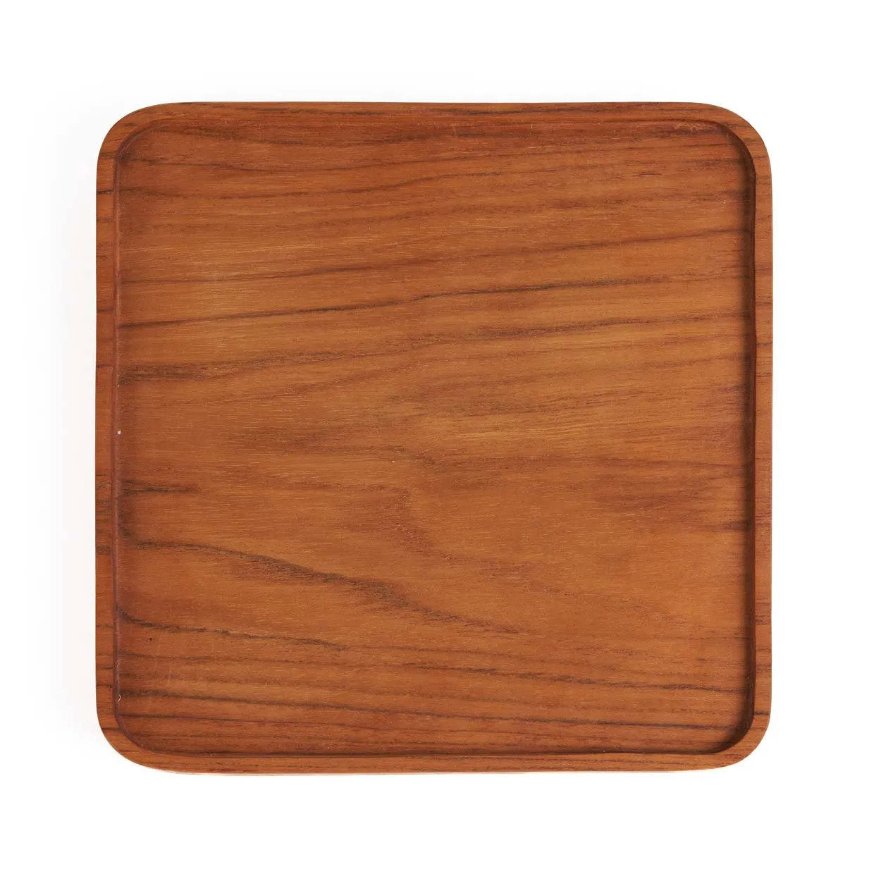 Assiette carrée en teck 15 cm en situation