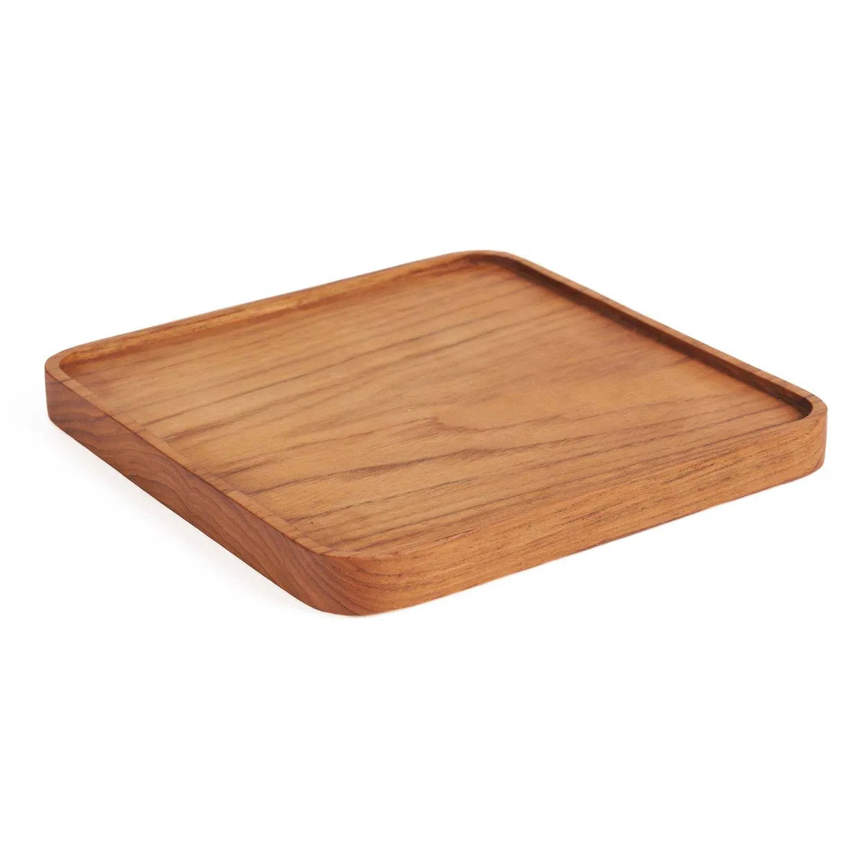 Assiette carrée en teck 15 cm, vue 4