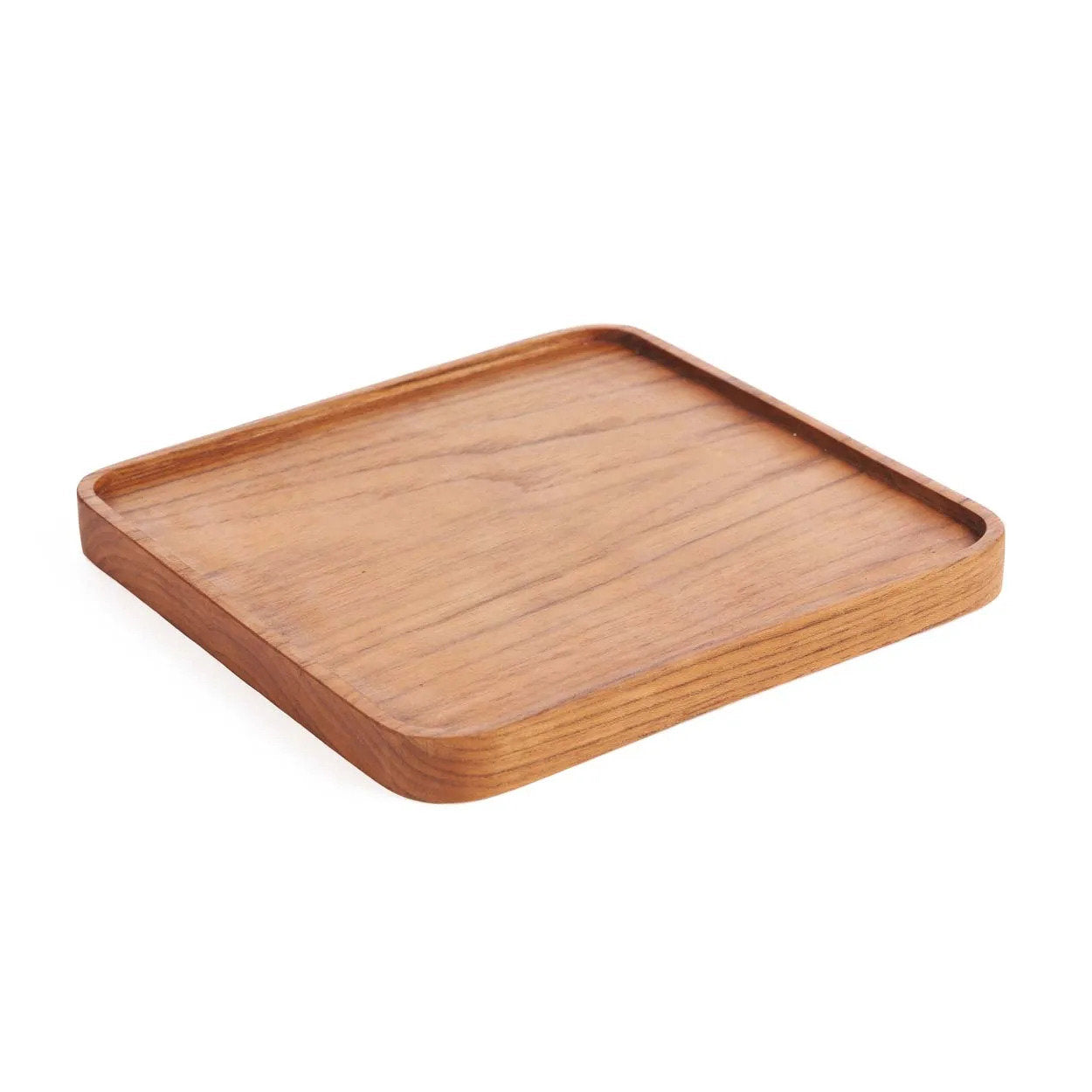 Assiette carrée en teck 20 cm, vue 3