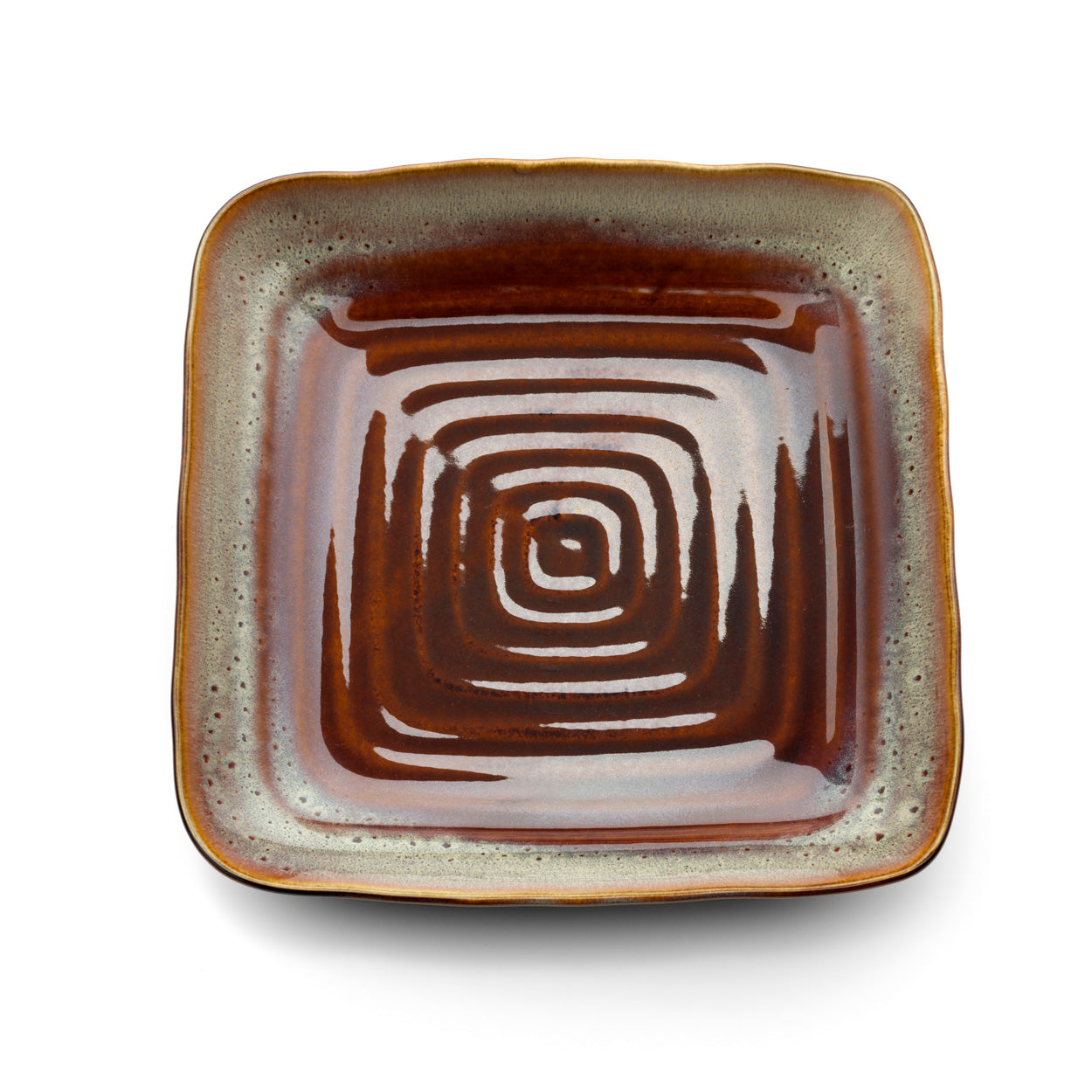 Assiette creuse carrée Smoked Horizon en grès émaillé 21 cm, vue 3