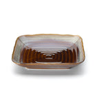 Assiette creuse carrée Smoked Horizon en grès émaillé 21 cm