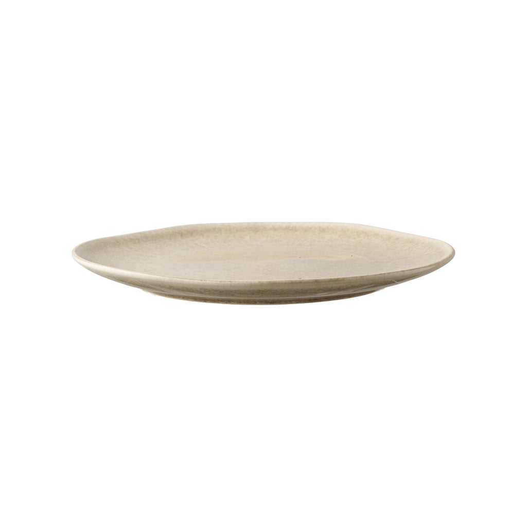 Assiette à déjeuner grès réactif Viola beige sable Ø21 cm vue profil céramique