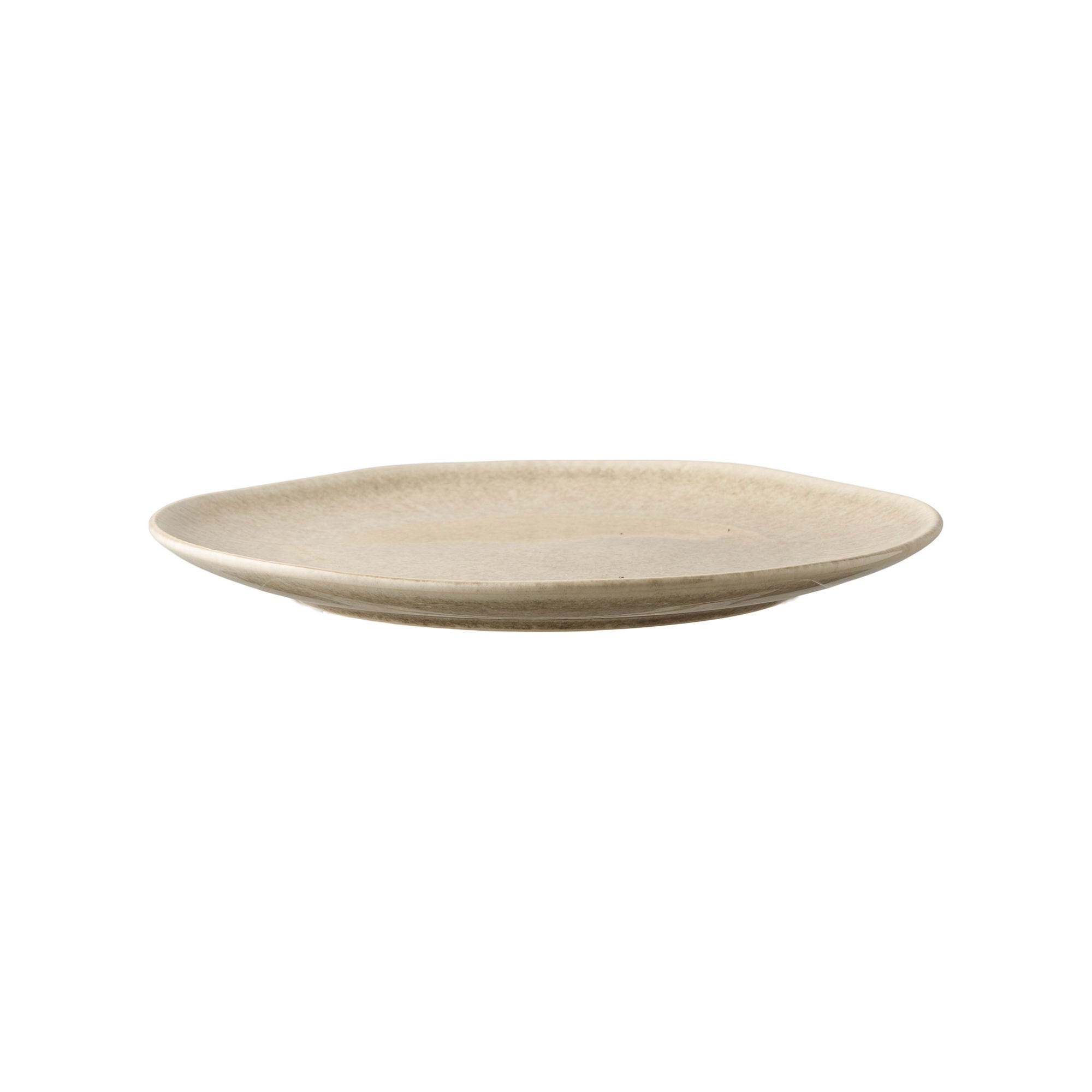 Assiette à déjeuner grès réactif Viola beige sable Ø21 cm vue profil céramique