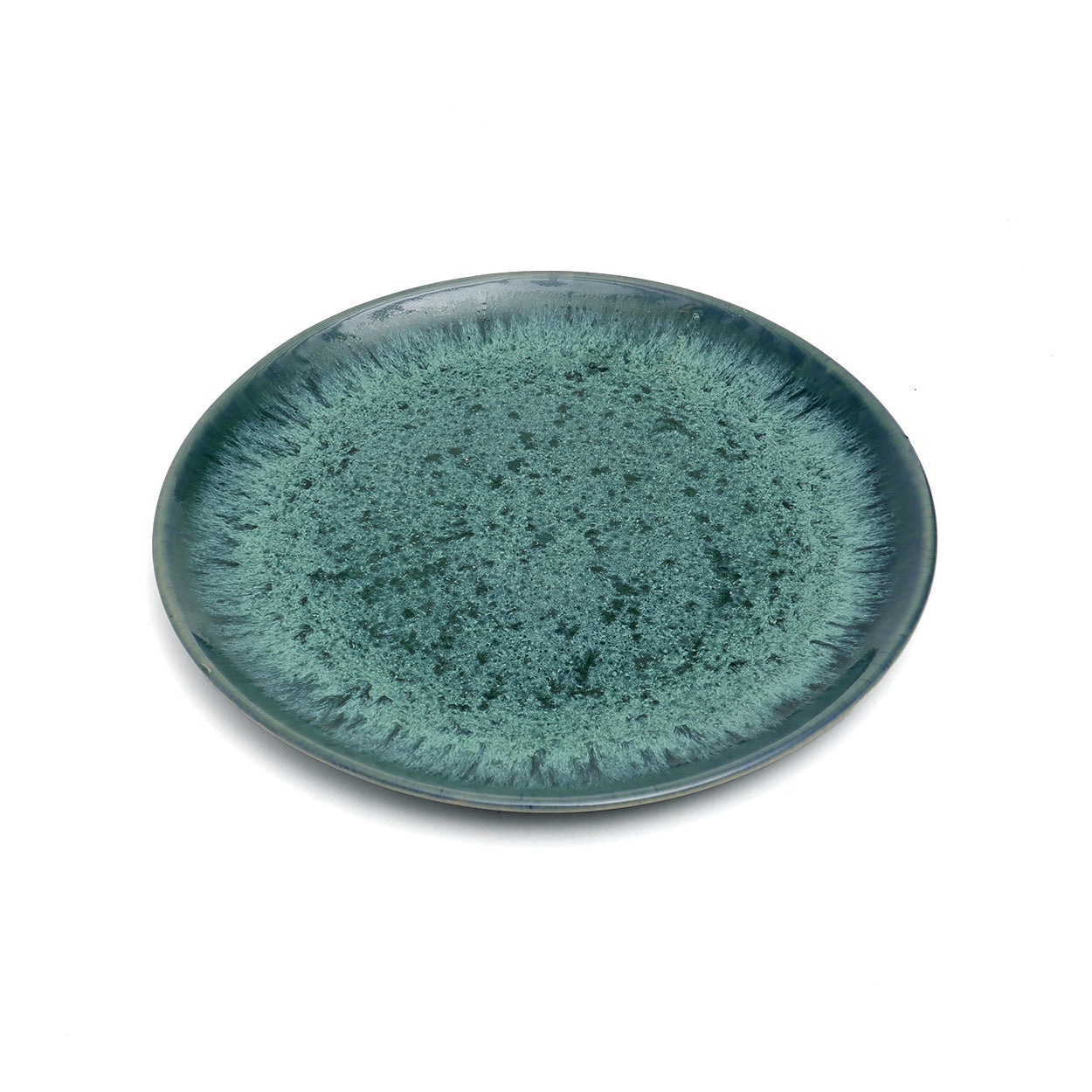 Assiette à dessert Aqua en grès vert profond 22 cm