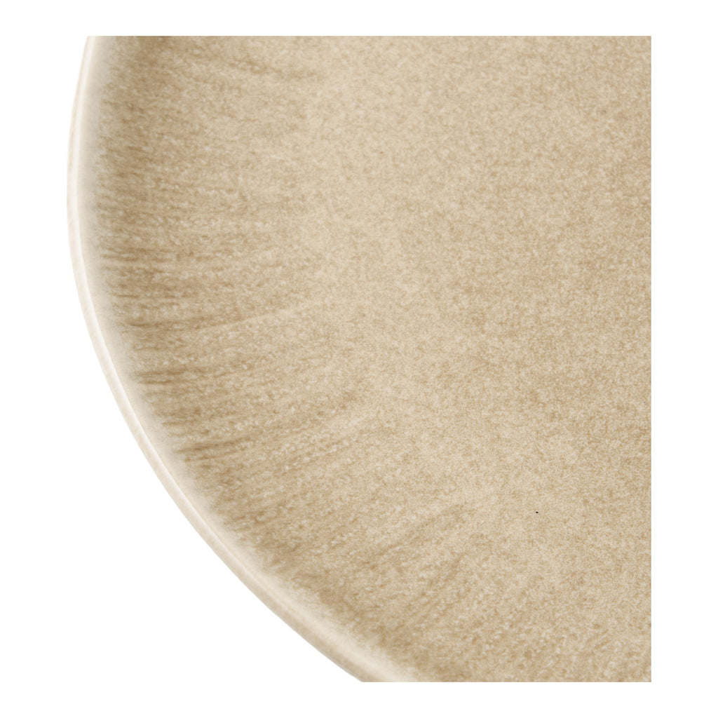 Détail glaçure réactive beige assiette Viola grès céramique textures naturelles uniques