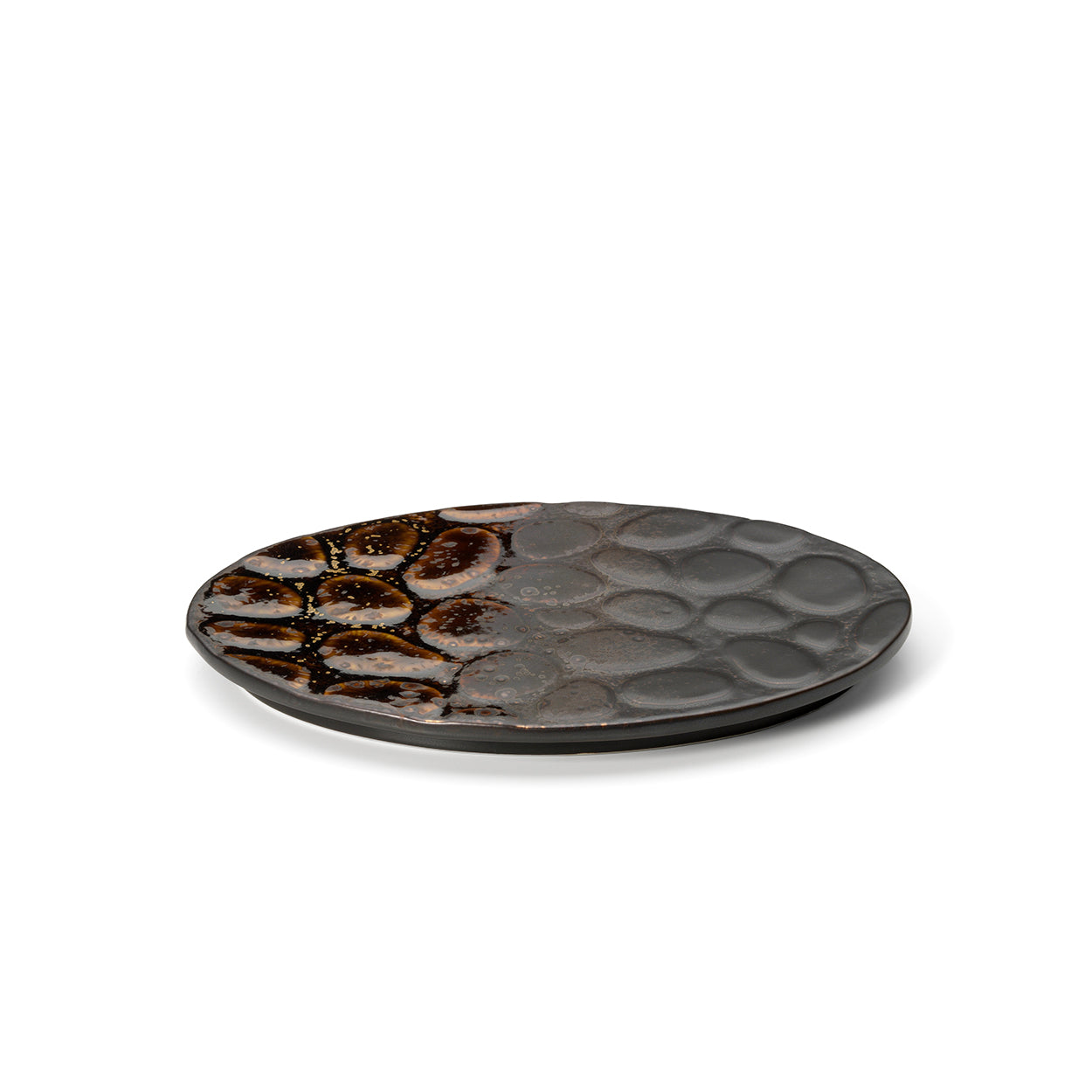 Assiette ovale Merapi en grès brun 26 cm
