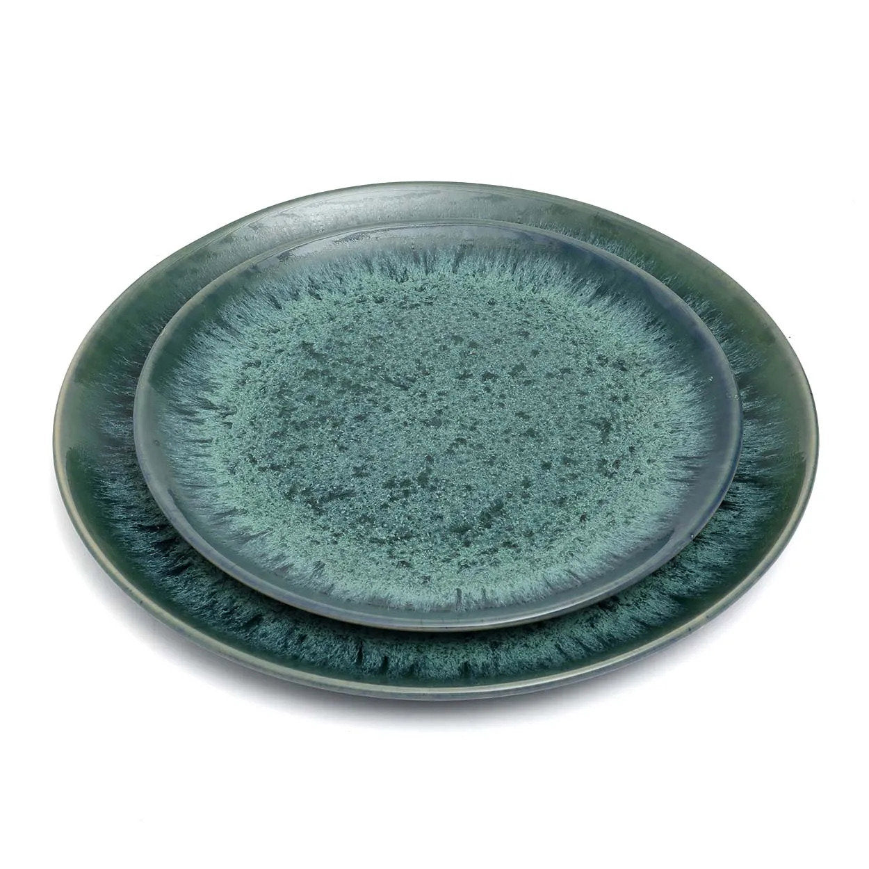 Assiette plate Aqua en grès vert profond 28 cm, vue 5