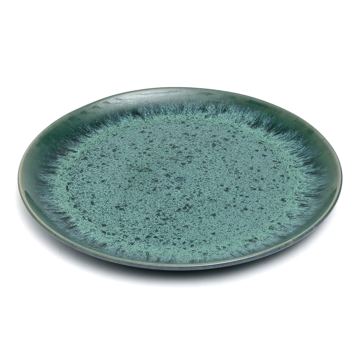 Assiette plate Aqua en grès vert profond 28 cm