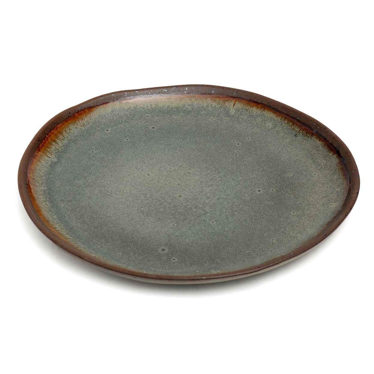 Assiette plate Côa en grès vert de gris 28 cm